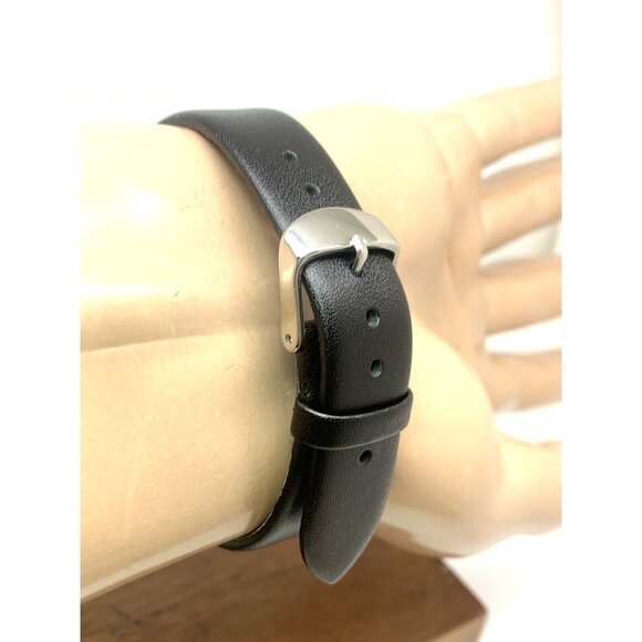 Timex Mens Watch T2N091 Indiglo White Dial Quartz Silver Case Black Leather Band - Picture 10 of 14